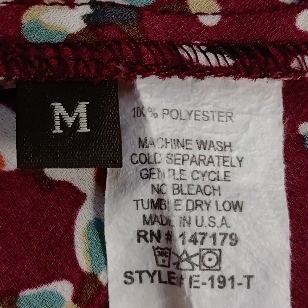 Braeve Blouse Women's Multicolor Tasseled Accents Polyester 3/4 Sleeve Sz Medium - Picture 8 of 8